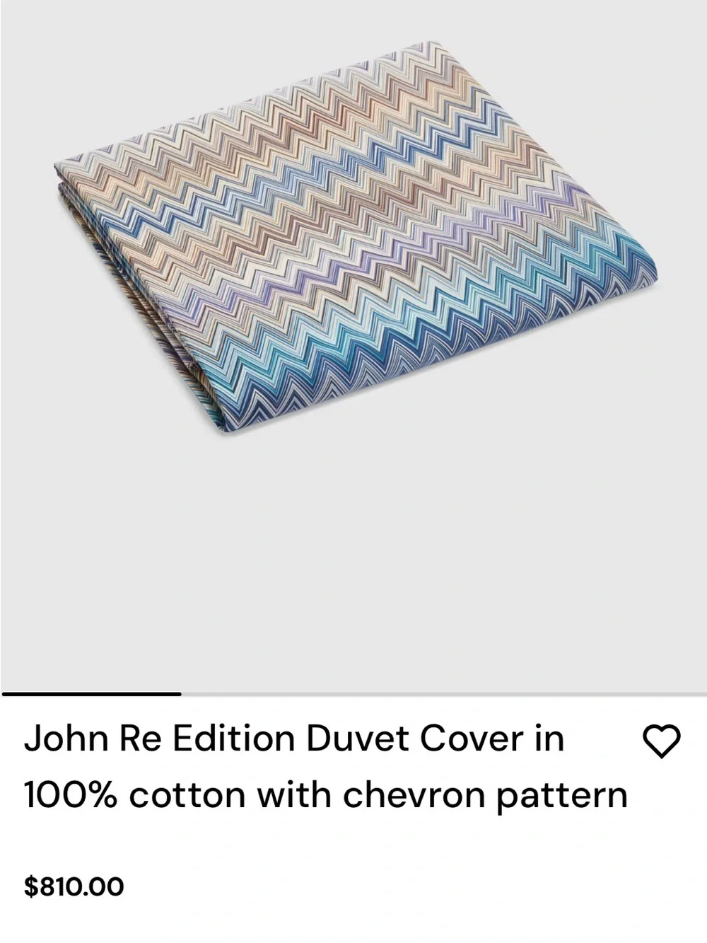 Missoni Zigzag Chevron Duvet Cover in Blue, Tan, Lavender